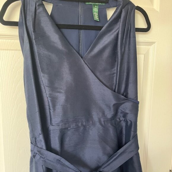 Lauren Ralph Lauren navy silk semi-formal dress with pockets - 12 - Picture 2 of 6